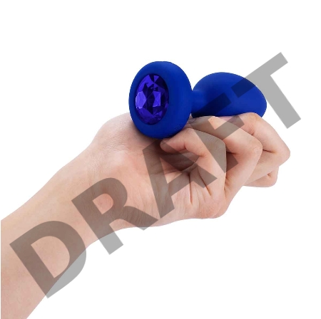 Вибрирующая втулка Vibrating Jewel Plug L/XL цвета синий сапфир