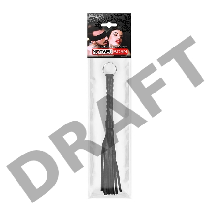 Черная плеть с рукоятью в оплетке - 28 см.