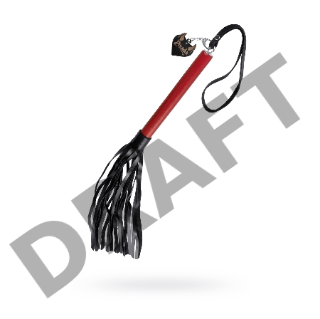 Плеть с краснои рукоятью Pecado BDSM, натуральная кожа, красная