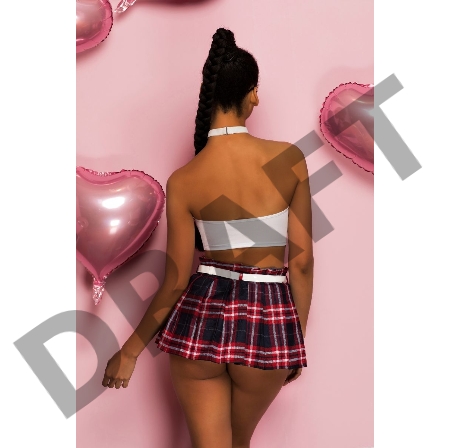 Костюм школьницы Candy Girl Satine (топ, юбка, пояс, галстук, значок, очки) красный, OS