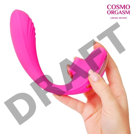 Розовый вибромассажёр двойного действия с вакуумно-волновой стимуляцией клитора - 23 см.