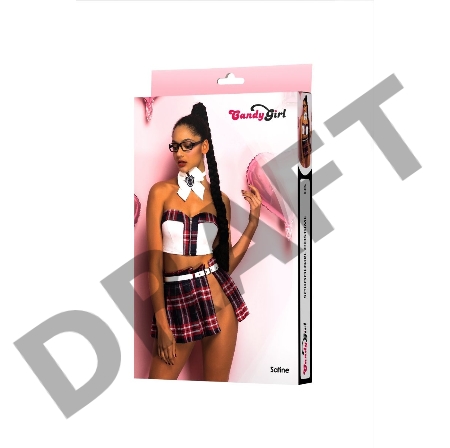Костюм школьницы Candy Girl Satine (топ, юбка, пояс, галстук, значок, очки) красный, OS