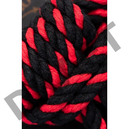 Наручники-оковы из хлопковой веревки Узел-Альфа, черно-красные, 3,3 м