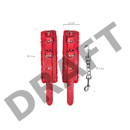 Наручники Anonymo #0105, PU кожа, красные, 27 см