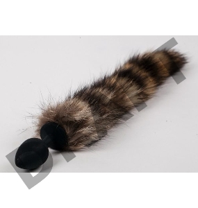 Черная силиконовая анальная пробка с полосатым хвостом