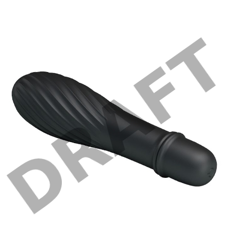 Чёрный вибратор Solomon с бороздками - 12,3 см.