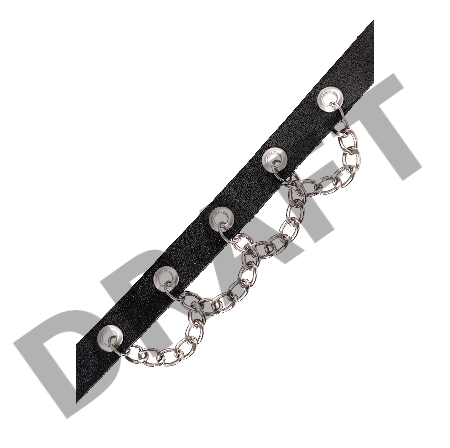 Чокер с цепочкой Pecado BDSM, натуральная кожа, черный