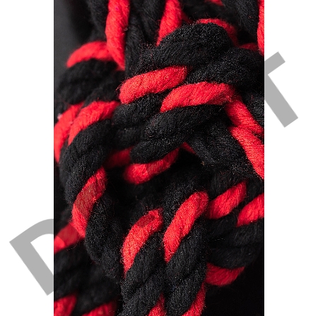 Наручники-оковы из хлопковой веревки Узел-Омега, черно-красные, 3,5 м