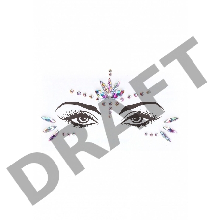 Эротический комплект с наклейкой на лицо Bra Set With Garters & Dazzling Sticker