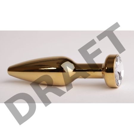 Золотистая анальная пробка с прозрачным кристаллом - 11,2 см.