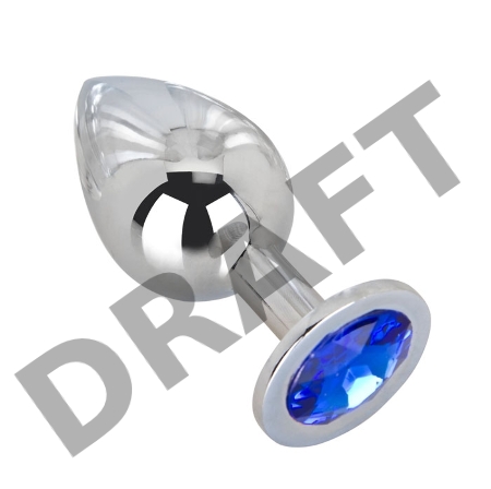 Большой стальной плаг с синим кристаллом Blue Space - 9,5 см.