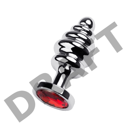 Анальная втулка Metal by TOYFA, металл, серебряная, с красным кристаллом, 8 см, Ø 3,5 см, 95 г