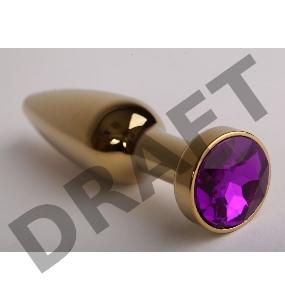 Золотистая анальная пробка с фиолетовым кристаллом - 11,2 см.