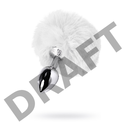 Анальная втулка TOYFA Metal, маленькая, металл+искусственный мех, серебряная, с белым хвостиком, 4,