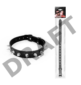 Черный ошейник с серебристыми шипами