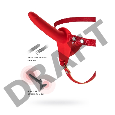 Страпон на креплении Black&Red by TOYFA, силикон, красный, 24 см