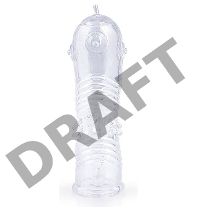 Прозрачная закрытая насадка на пенис с шипиками - 12,5 см.