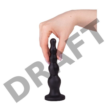 Чёрная анальная ёлочка с ограничительным основанием - 17,5 см.