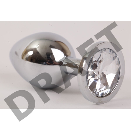 Серебристая анальная пробка с прозрачным стразом - 8,2 см.
