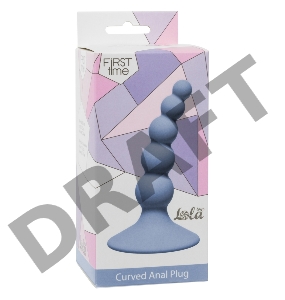 Голубая анальная пробка Ribbed Plug Blue - 10,5 см.