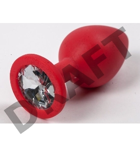 Красная силиконовая пробка с прозрачным кристаллом - 9,5 см.