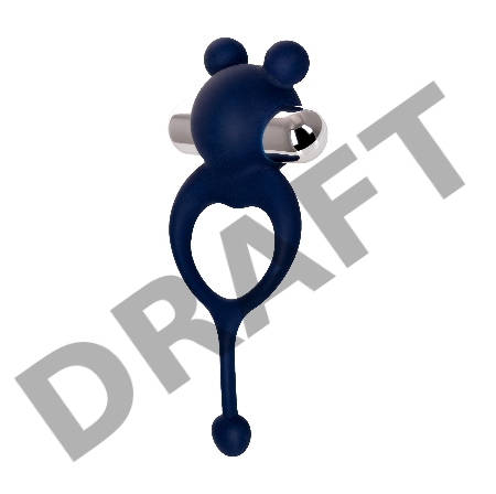 Виброкольцо с хвостиком JOS MICKEY, силикон, синий, 12,5 см