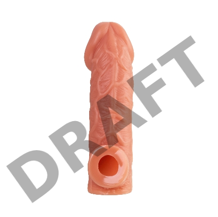 Насадка KOKOS реалистичная с дополнительной стимуляцией, TPE, телесная, 15.6 см