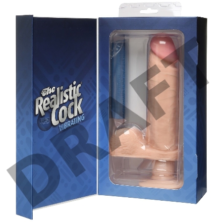 Вибромассажер реалистик 8 с мошонкой на присоске The Realistic Cock UR3 Vibrating 8” - White