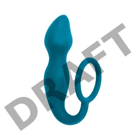 Бирюзовое эрекционное кольцо Sensation с анальным стимулятором 