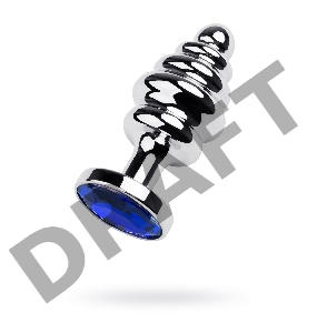 Анальная втулка Metal by TOYFA, металл, серебряная, с синим кристаллом, 7,2 см, Ø 4 см, 130 г