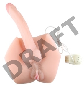 Мастурбатор с вибрацией 2в1 с гибким фаллоимитатором и вагиной MALE COCK & VAGINA