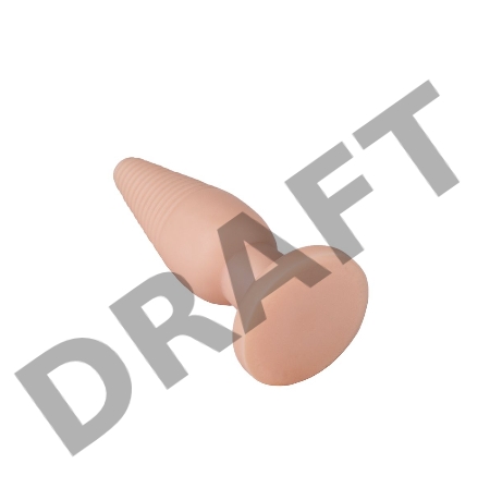 Телесная анальная пробка с рёбрышками - 14 см.