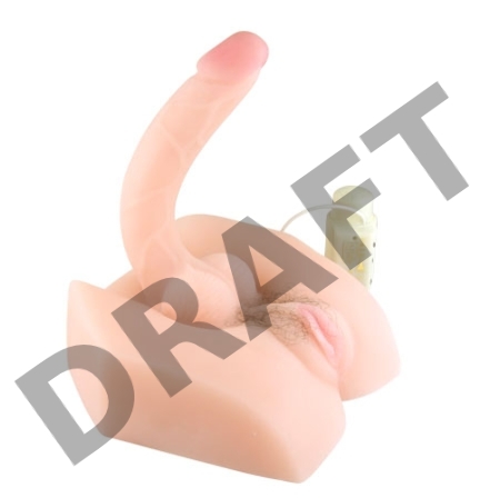 Мастурбатор с вибрацией 2в1 с гибким фаллоимитатором и вагиной MALE COCK & VAGINA