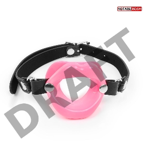 Розовый кляп-губки на черном ремешке