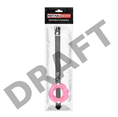 Розовый кляп-губки на черном ремешке