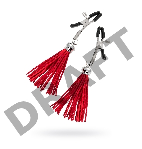 Зажимы на соски прищепки с кисточками из замши Pecado BDSM, металл, красный