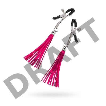 Зажимы на соски прищепки с кисточками из замши Pecado BDSM, металл, фуксия