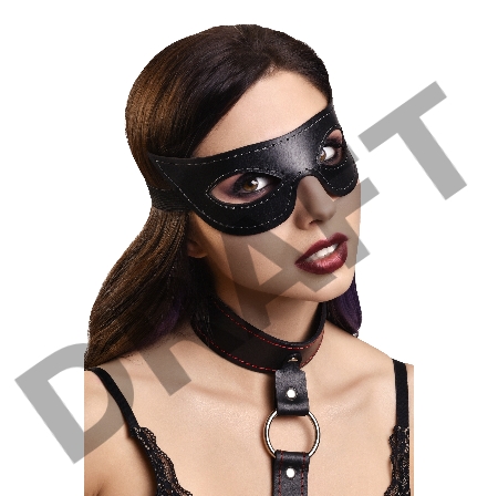 Маска открытая острая Pecado BDSM, натуральная кожа, черная