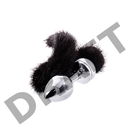 Анальная втулка Metal by TOYFA, металл, серебряная, с черным хвостом, 32 см, Ø 2,9 см, 175 г