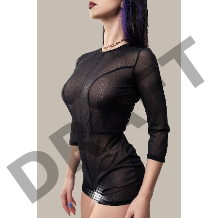 Эротический комбинезон Waname Preciosity с рукавами 3/4 черный (54-56)