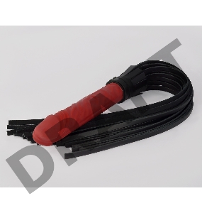 Черная плеть с красной ручкой-фаллоимитатором - 65 см.