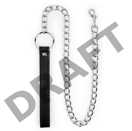 Металлический поводок для ошейника с черной ручкой - 77 см.