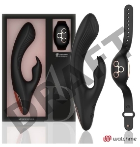 Черно-золотой вибратор-кролик с пультом-часами Anne s Desire Rabbit Vibe Wireless Watchme - 20,5 см.