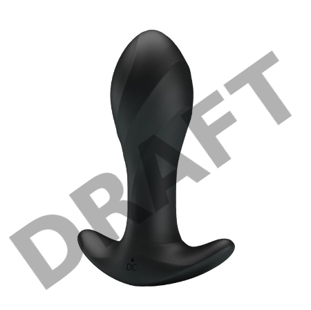 Черная анальная втулка с вибрацией - 10,5 см.