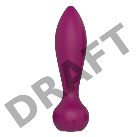 Сливовая анальная пробка AN Calyx с пультом управления - 8,9 см.