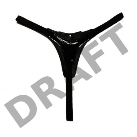 Черные лаковые трусики-стринги с бантиком