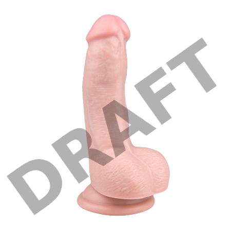 Телесный фаллоимитатор с мошонкой на присоске - 15 см.