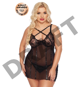 Ночная сорочка и стринги SoftLine Collection Cornelia, черный, XXXL