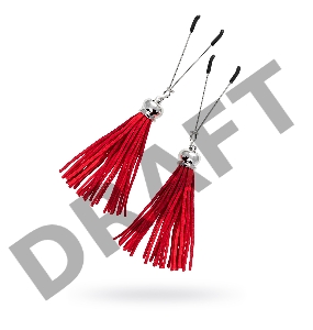 Зажимы на соски вилки с кисточками из замши  Pecado BDSM, металл, красный