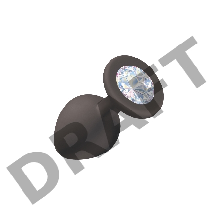 Чёрная анальная пробка Emotions Cutie Medium с прозрачным кристаллом - 8,5 см.